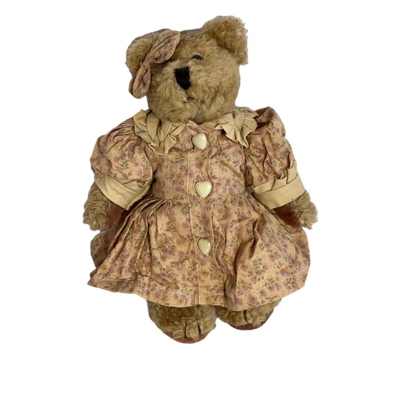 Boyds Bears Brown Bear Collection 1990-1995 8" Dress Heart Plush Poseable - Picture 1 of 7